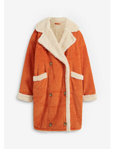bonprix Dlhý kabát s kožušinkou, farba oranžová