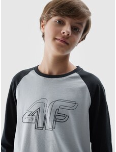 4F Chlapčenské tričko s dlhým rukávom a potlačou - šedé