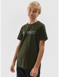 4F Chlapčenské tričko s potlačou - kaki