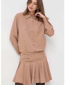 Šaty s prímesou hodvábu Pinko béžová farba, mini, oversize, 102306.A193