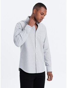 Ombre Clothing Pánska textilná košeľa Oxford REGULAR - sivá V2 OM-SHOS-0108