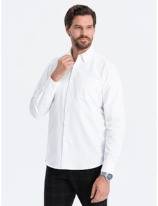Ombre Clothing Pánska textilná košeľa Oxford REGULAR - biela V1 OM-SHOS-0108