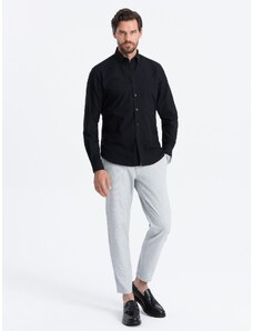 Ombre Clothing Pánska textilná košeľa Oxford REGULAR - čierna V3 OM-SHOS-0114