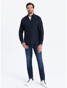 Ombre Clothing Pánska textilná košeľa Oxford REGULAR - tmavomodrá V5 OM-SHOS-0108