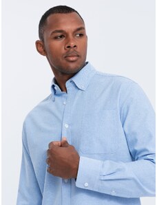 Ombre Clothing Pánska textilná košeľa Oxford REGULAR - modrá V4 OM-SHOS-0108