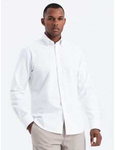 Ombre Clothing Pánska textilná košeľa Oxford REGULAR - biela V1 OM-SHOS-0114