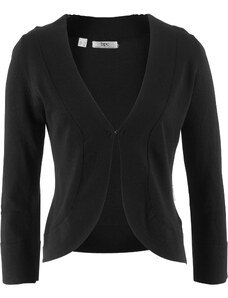 bonprix Krátky pletený sveter, dlhý rukáv, farba čierna