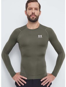 Tréningové tričko s dlhým rukávom Under Armour zelená farba, jednofarebný, 1361524