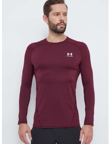 Tréningové tričko s dlhým rukávom Under Armour bordová farba, jednofarebný, 1361506