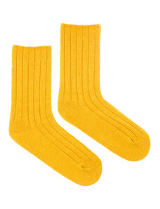 Fusakle Vlnené ponožky Vlnáč rebro horčicový