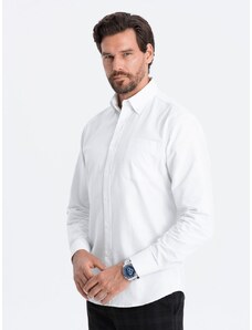 Ombre Clothing Elegantná biela košeľa oxford V1 OM0108