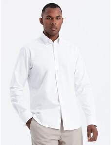 Ombre Clothing Elegantná biela košeľa oxford V1 OM0114