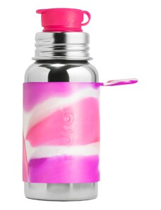 Pura nerezová fľaša so športovým uzáverom - ružovo/biela 550 ml