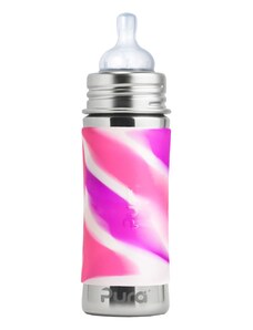 Nerezová dojčenská fľaša Pura - rúžovo/biela 325 ml