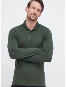 Tričko s dlhým rukávom EA7 Emporio Armani pánsky, zelená farba, jednofarebný