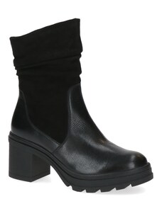 Moderní kotníková obuv v kombinaci hladké a broušené kůže Caprice 9-25401-41 černá