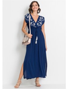 bonprix Maxi šaty s vyšívkou, farba modrá