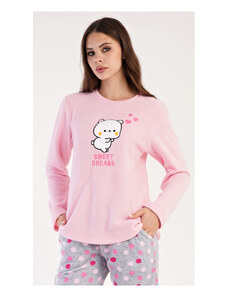 Vienetta Secret Dámske pyžamo dlhé Mačiatko, farba světle růžová, 100% polyester