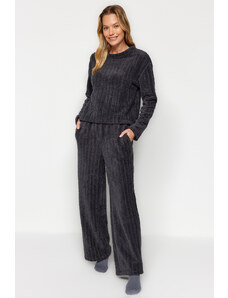 Trendyol Anthracite Wellsoft Tshirt-Pants and Knitted Pajamas Set