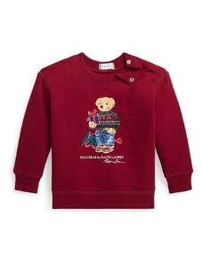 Mikina pre bábätká Polo Ralph Lauren červená farba, s potlačou