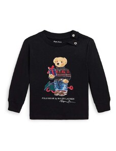 Bavlnená mikina pre bábätká Polo Ralph Lauren čierna farba