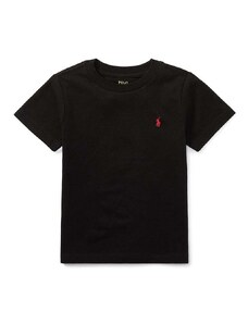 Detské bavlnené tričko Polo Ralph Lauren čierna farba, jednofarebný