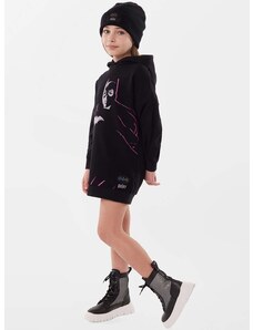 Dievčenské bavlnené šaty Dkny x DC Comics čierna farba, mini, rovný strih