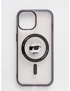Puzdro na mobil Karl Lagerfeld iPhone 15 6.1 priehľadná farba