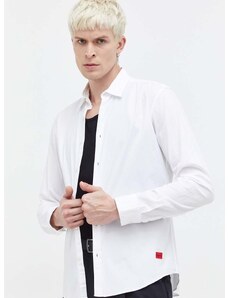 Košeľa HUGO pánska, biela farba, slim, s klasickým golierom, 50500216