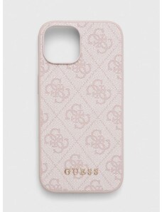 Puzdro na mobil Guess iPhone 15 6.1 ružová farba
