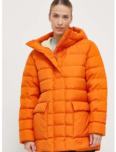 Páperová bunda Marmot dámska, oranžová farba, zimná