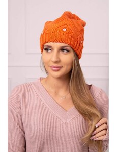 MladaModa Dámska čiapka so zirkónmi K383 oranžová