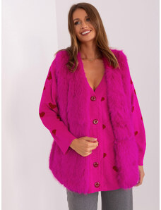 Fashionhunters Fuchsia vest with eco-fur