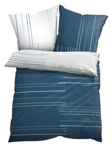 bonprix Obojstranná posteľná bielizeň s pásikmi, farba modrá