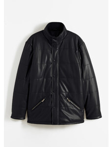 bonprix Prešívaná bunda v koženom vzhľade, farba čierna, rozm. 58