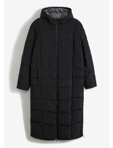 bonprix Prešívaný kabát s kapucňou, farba čierna, rozm. 64