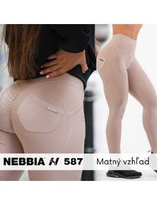 NEBBIA - Bubble Butt legíny s vysokým pásom Lifting Effect 587 (cream)