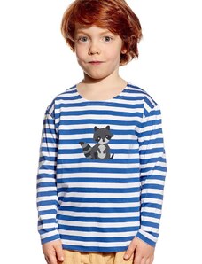 Piskacie Chlapčenské tričko s medvedíkom, farba pásik modrý, veľkosť 86