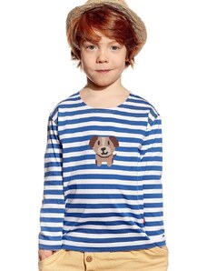 Piskacie Chlapčenské tričko so psíkom, farba pásik modrý, veľkosť 86
