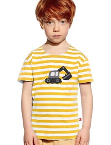 Piskacie Chlapčenské tričko s bagrom, farba pásik medový, veľkosť 86