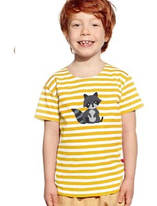Piskacie Chlapčenské tričko s medvedíkom, farba pásik medový, veľkosť 86