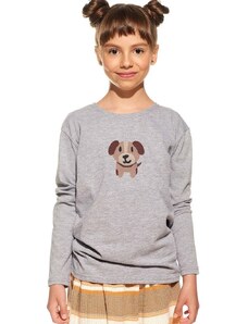 Piskacie Dievčenské tričko so psíkom, farba sivá, veľkosť 86
