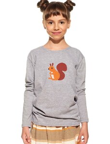 Piskacie Dievčenské tričko s veveričkou, farba sivá, veľkosť 86