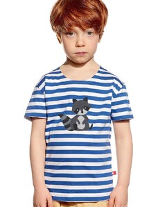 Piskacie Chlapčenské tričko s medvedíkom, farba pásik modrý, veľkosť 86