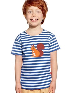 Piskacie Chlapčenské tričko s veveričkou, farba pásik modrý, veľkosť 86