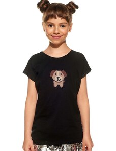 Piskacie Dievčenské tričko so psíkom, farba čierna, veľkosť 86