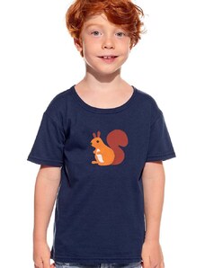 Piskacie Chlapčenské tričko s veveričkou, farba tmavomodrá, veľkosť 86