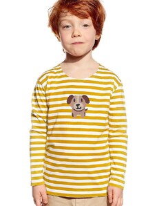 Piskacie Chlapčenské tričko so psíkom, farba pásik medový, veľkosť 86