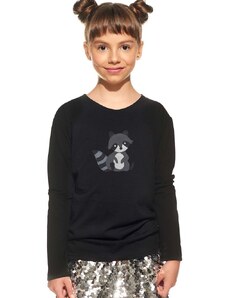Piskacie Dievčenské tričko s medvedíkom, farba čierna, veľkosť 86