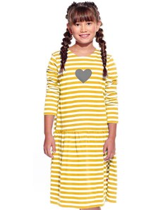 Piskacie Dievčenské šaty so srdiečkom, farba pásik medový, veľkosť 92